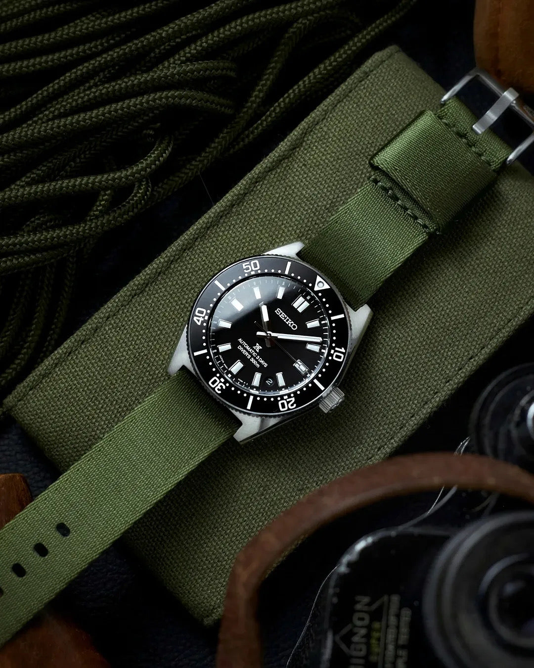 Vintage Military Single Pass Nylon Watch Strap – Military Green