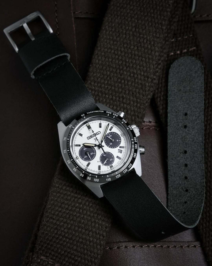 Vintage Military Single Pass Leather Watch Strap – Black