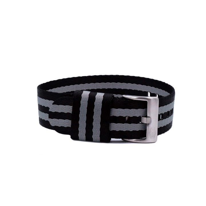 Vintage Military Single Pass Nylon Watch Strap – Black/Grey