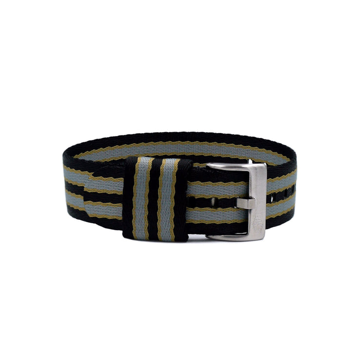 Vintage Military Single Pass Nylon Watch Strap – Black/Yellow/Grey