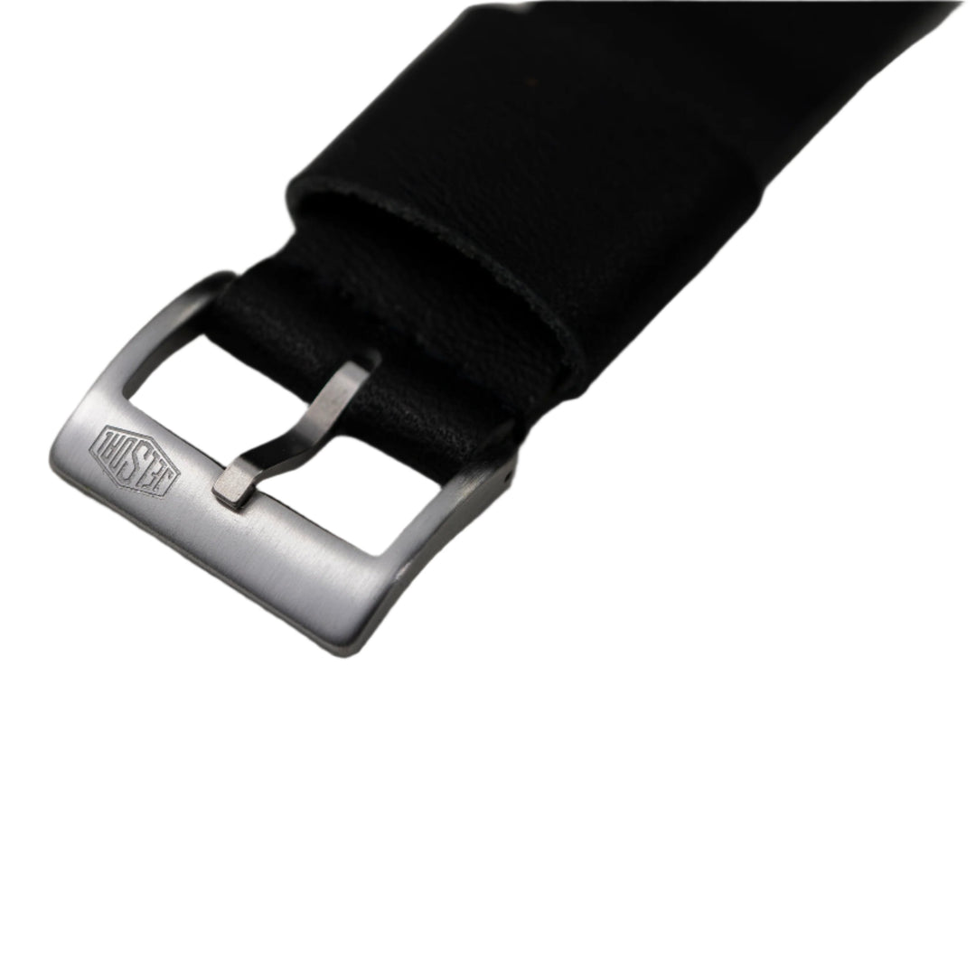 Vintage Military Single Pass Leather Watch Strap – Black