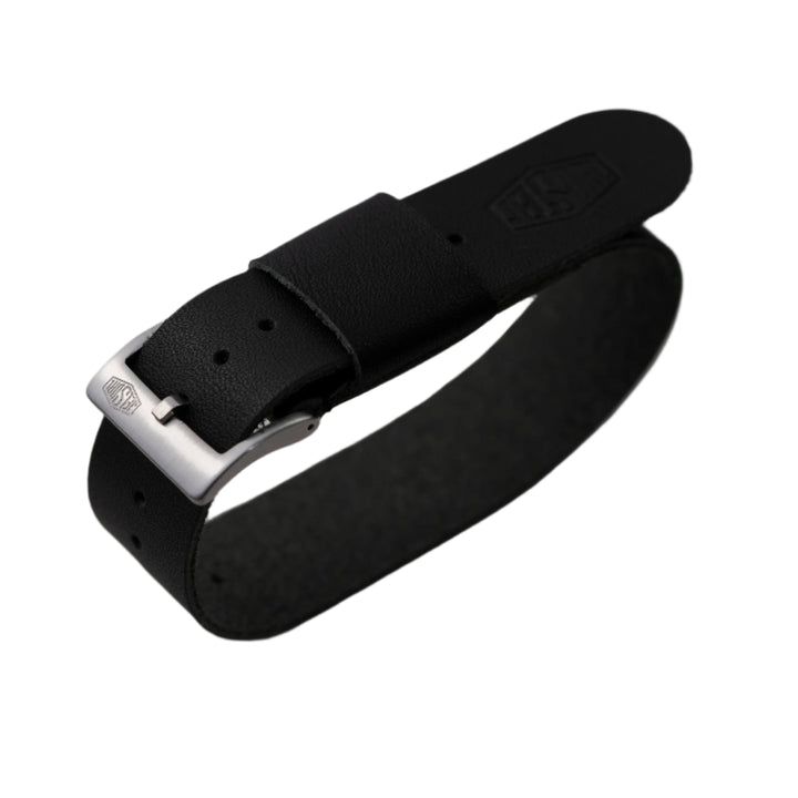 Vintage Military Single Pass Leather Watch Strap – Black