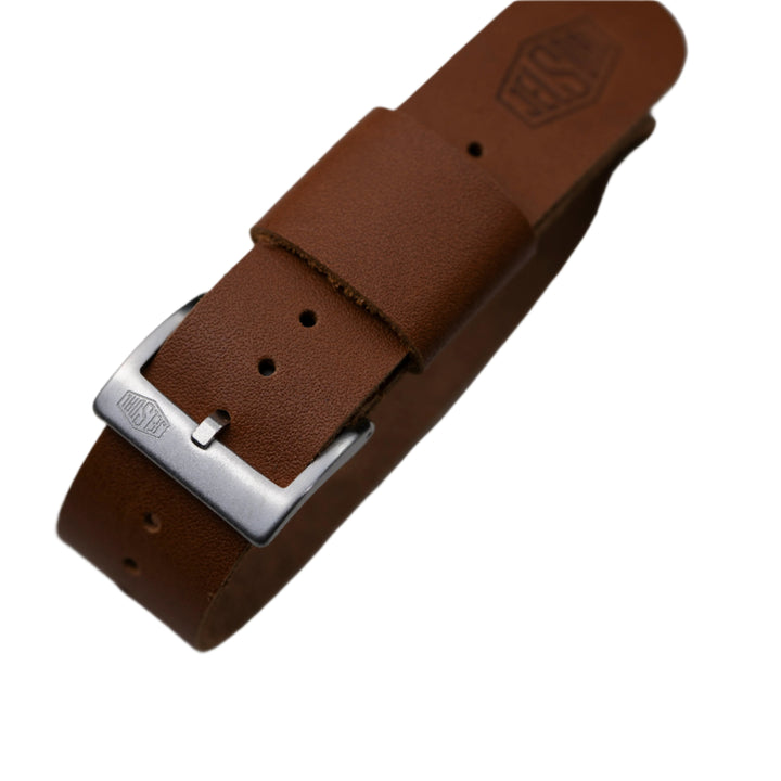 Vintage Military Single Pass Leather Watch Strap – Brown
