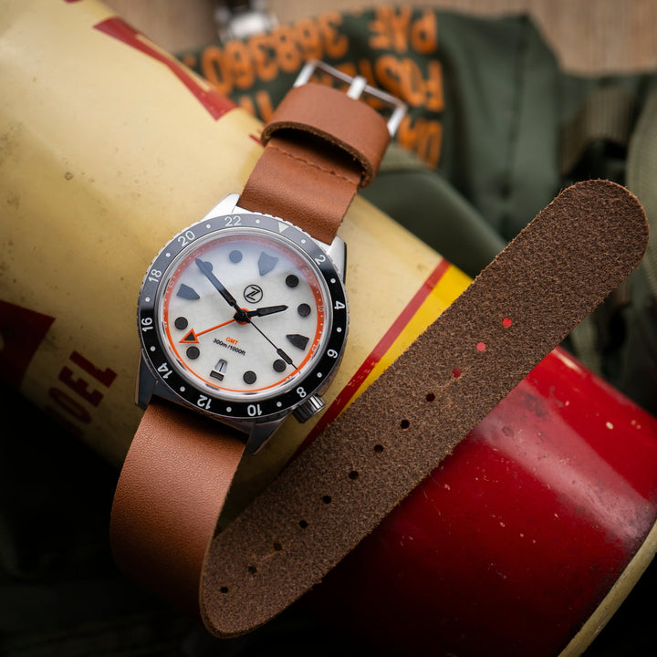 Vintage Military Single Pass Leather Watch Strap – Brown