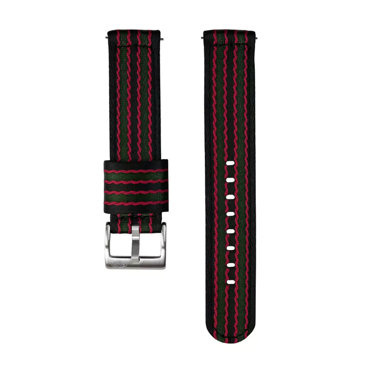 Vintage Military Two-Piece Nylon Watch Strap – Black/Red/Green