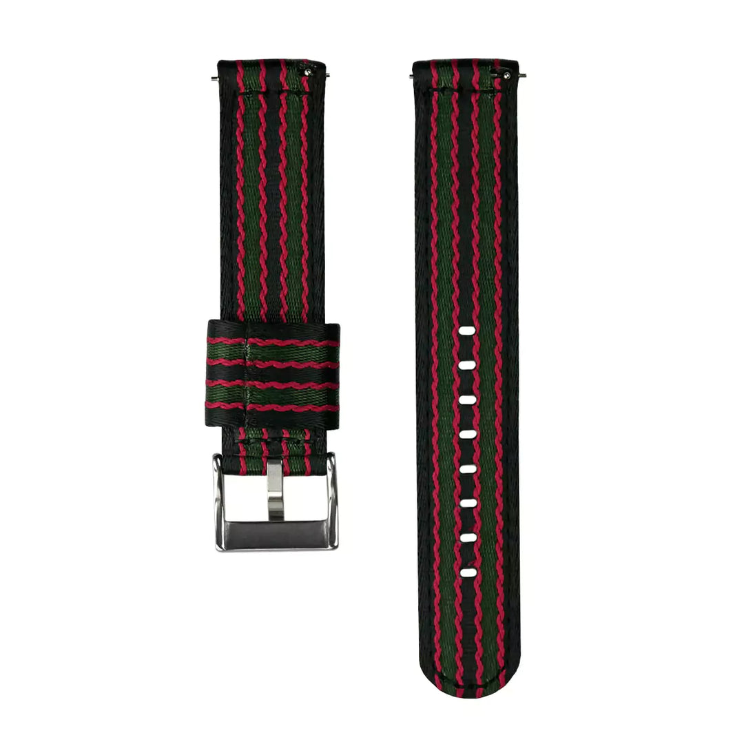 Vintage Military Two-Piece Nylon Watch Strap – Black/Red/Green