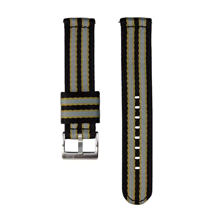 Vintage Military Two-Piece Nylon Watch Strap – Black/Yellow/Grey