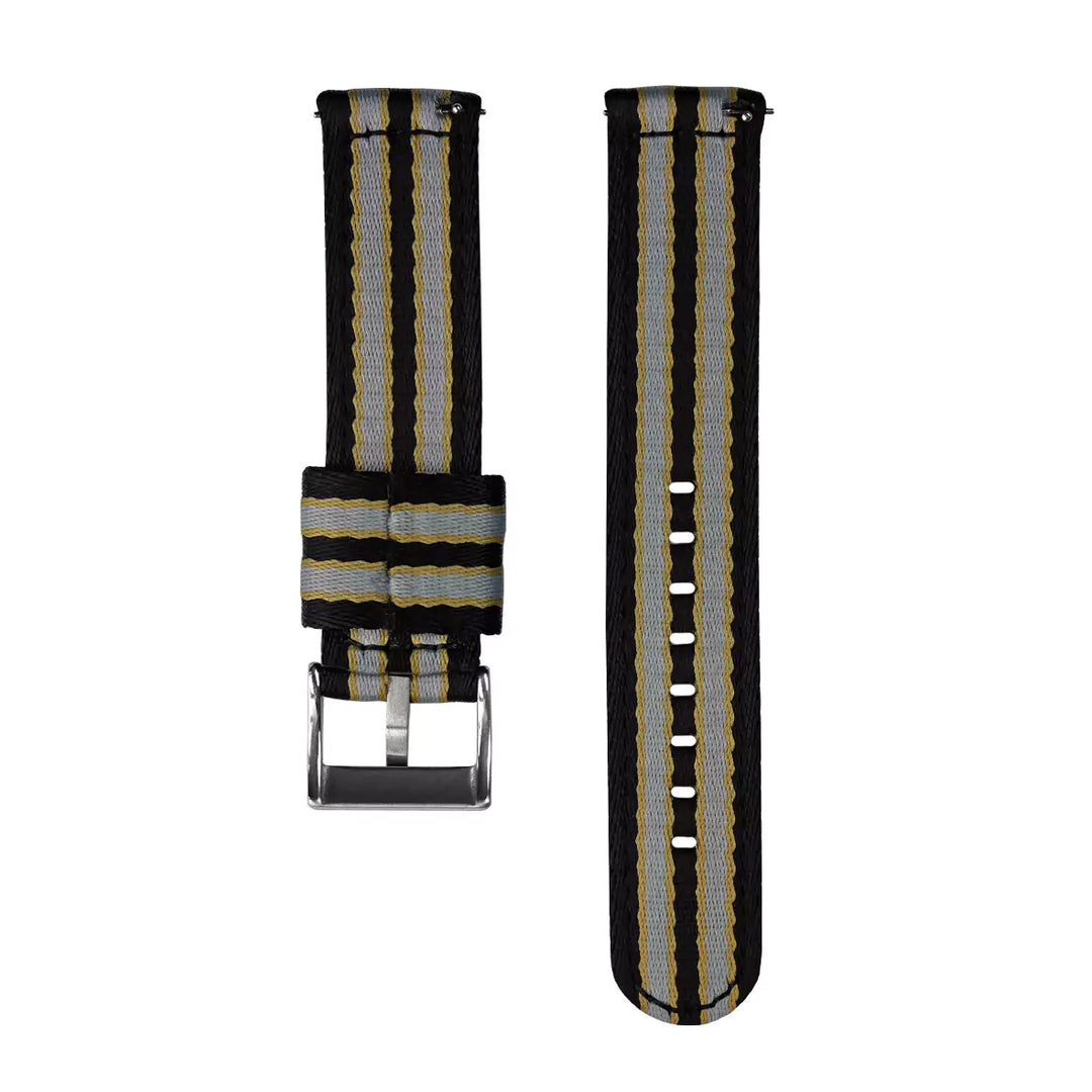 Vintage Military Two-Piece Nylon Watch Strap – Black/Yellow/Grey