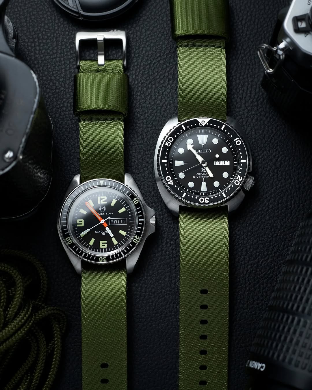 Vintage Military Single Pass Nylon Watch Strap – Military Green