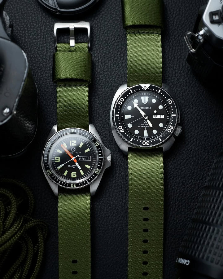 Vintage Military Single Pass Nylon Watch Strap – Military Green