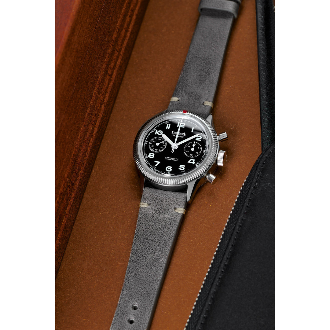 Vintage Leather Watch Strap - Dark Grey