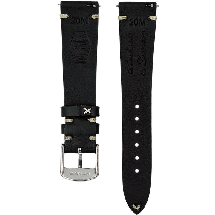 Vintage Leather Watch Strap - Black