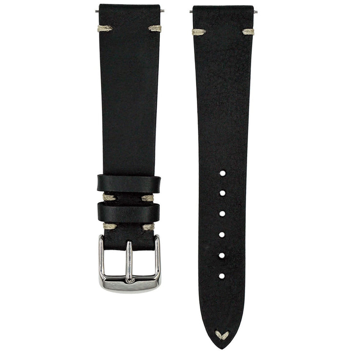 Vintage Leather Watch Strap - Black