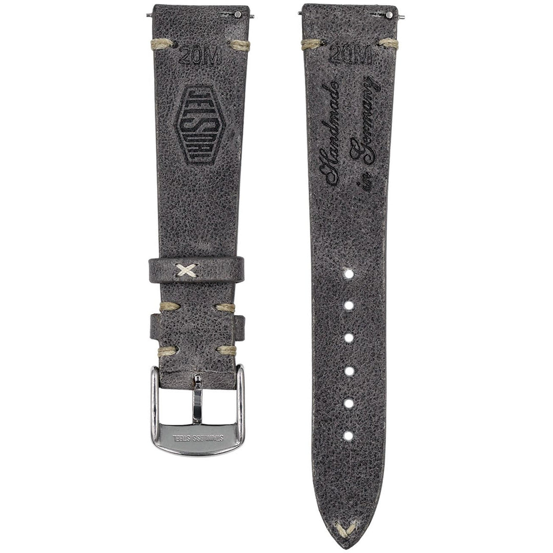 Vintage Leather Watch Strap - Dark Grey