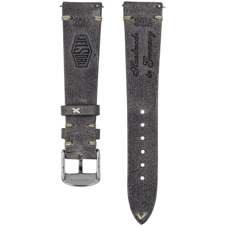 Vintage Leather Watch Strap - Dark Grey